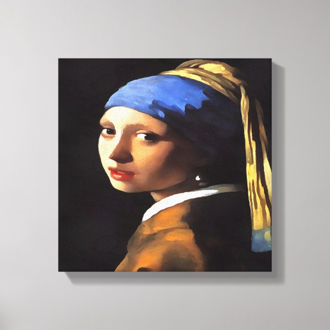 Impressão Em Tela Garota com pérolas ouvindo Johannes Vermeer (Frente)