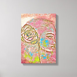 Impressão Em Tela Garota com rosa no cabelo.Arte elegante de luxo