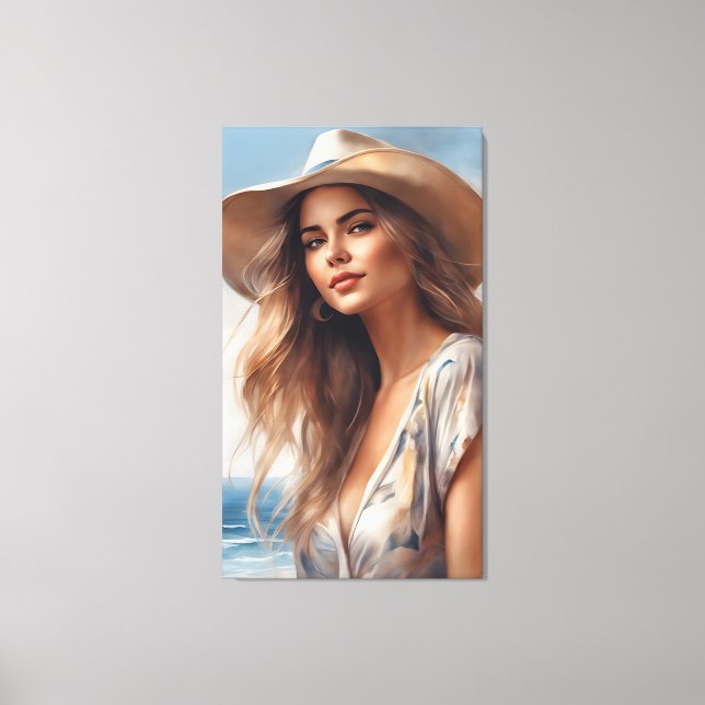 Impressão Em Tela Garota da Prairie com um chapéu de vaqueiro (Frente)