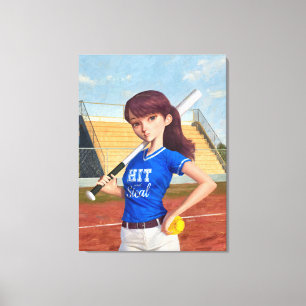 Impressão Em Tela Garota do Softbol
