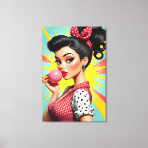 Impressão Em Tela Garota Glamourosa Estilo Vintage 50