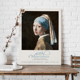 Impressão Em Tela Garota Jan Vermeer com uma exposição de arte sobre