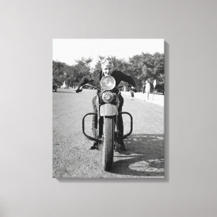 Impressão Em Tela Garota pilotando motocicleta, 1937