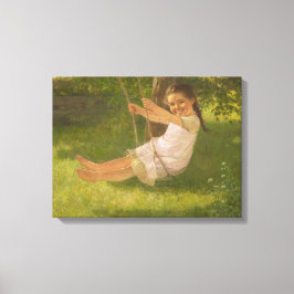Impressão Em Tela Garota sorridente em um Swing (Infância Vintage)