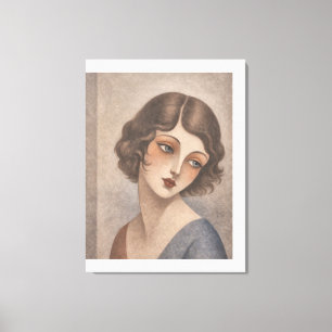 Impressão Em Tela Garota Tímida Flapper em cores pastel