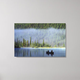 Impressão Em Tela Garotos pescando canoa com neblina