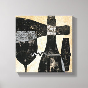 Impressão Em Tela Garrafa e vidro de vinho