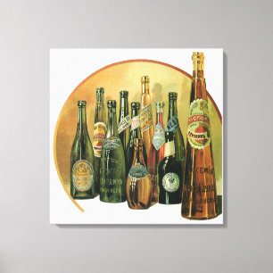 Impressão Em Tela Garrafas de Cerveja Importada Vintage, Álcool, Beb