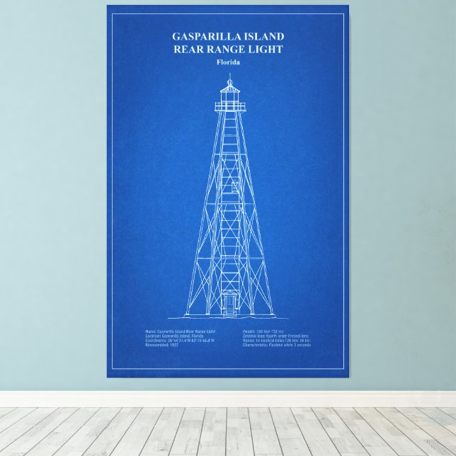 Impressão Em Tela Gasparilla Island Rear Range Light - Flórida - AD (Insitu(piso de madeira))