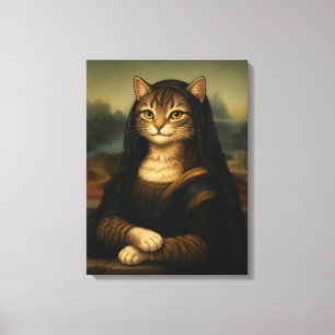 Impressão Em Tela Gata Mona Lisa Paródia Arte Renascentista