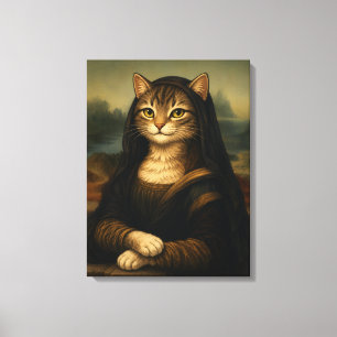 Impressão Em Tela Gata Mona Lisa Paródia Arte Renascentista