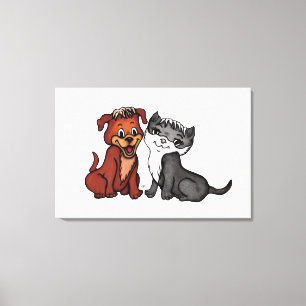 Impressão Em Tela Gatinho e Copo