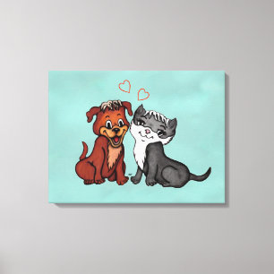 Impressão Em Tela Gatinho e Puppy