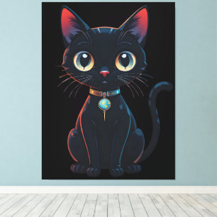 Impressão Em Tela Gatinho Preto Sinistro