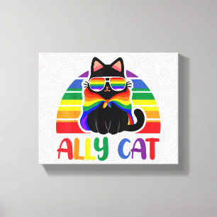 Impressão Em Tela Gato Aliado LGBT Seja Gentil Arco-Íris Gay Engraça