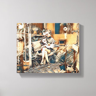 Impressão Em Tela Gato "Amor nas Mãos"