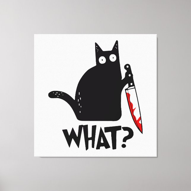 Impressão Em Tela Gato Assassino Com Faca (Frente)