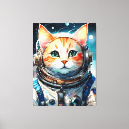 Impressão Em Tela Gato Astronauta Adorável