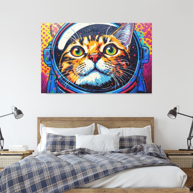 IMPRESSÃO EM TELA GATO BENGALA NO ESPAÇO-2 (Insitu(Quarto))