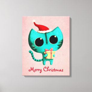 Impressão Em Tela Gato bonito do Natal