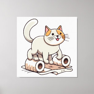 Impressão Em Tela Gato Brincando com Papel Higiênico