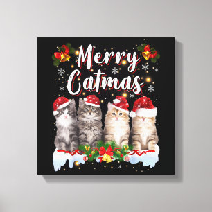 Impressão Em Tela Gato Chapéu de Natal Santa Engraçado Feliz Catmas
