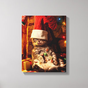 Impressão Em Tela Gato com a Cabeça