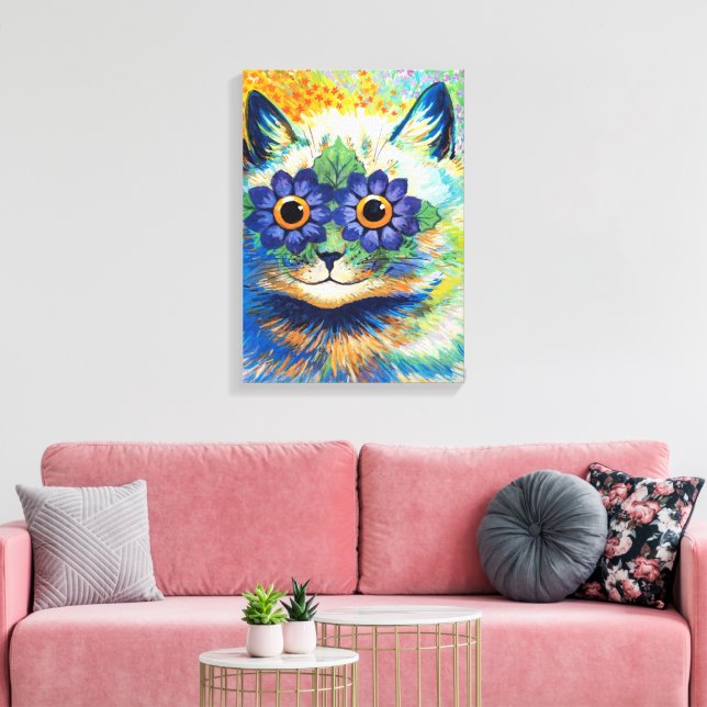 Impressão Em Tela Gato com Olhos Flores | Louis Wain | (Insitu(Sala de estar))