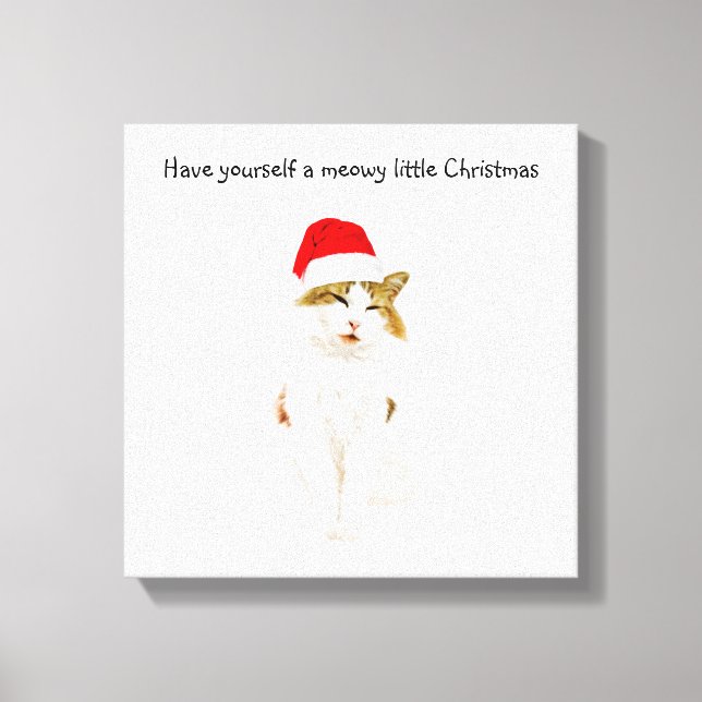 Impressão Em Tela Gato com Papai noel (Frente)
