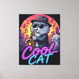 Impressão Em Tela Gato Cool de Jazz Tocando Tuba Ilustração de Músic