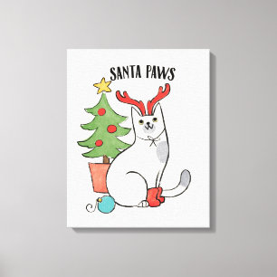 Impressão Em Tela Gato da rena das patas   do papai noel