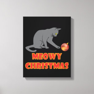Impressão Em Tela Gato de Cinza Engraçado de Natal