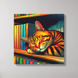 Impressão Em Tela Gato de Estilo de História em Quadrinhos Adormecid
