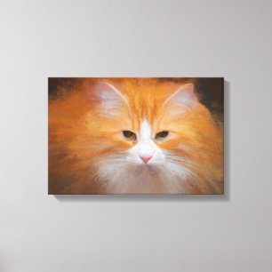 Impressão Em Tela Gato de Gato Branco Branco Bonito Flagrante