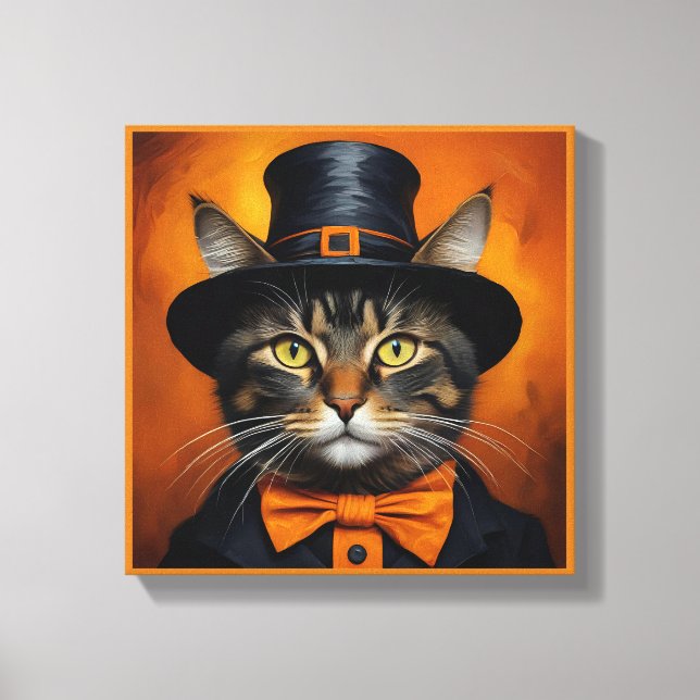 Impressão Em Tela Gato de Halloween fofo assustador em Disguise (Frente)