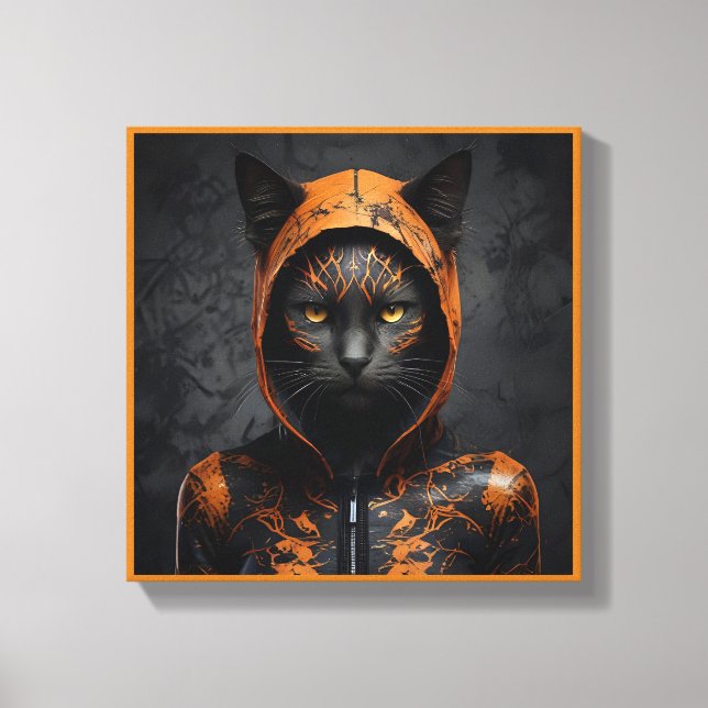 Impressão Em Tela Gato de Halloween fofo assustador em Disguise (Frente)