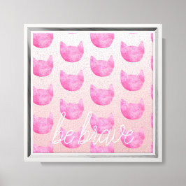 Impressão Em Tela Gato De Mão Rosa Esbranquiçado Seja Corajoso