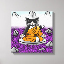Impressão Em Tela Gato de Meditação Tuxedo Budista
