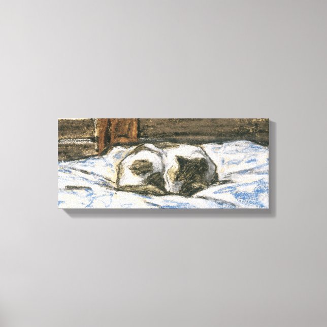 Impressão Em Tela Gato dormindo na cama de Claude Monet (Frente)