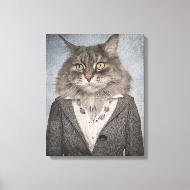 Impressão Em Tela Gato Em Roupas (Frente)