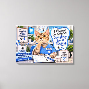 Impressão Em Tela Gato Engraçado Gerente de Consultório Odontológico