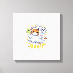 Impressão Em Tela Gato Fantasma Bonito de Halloween Boo Gato Diverti