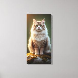 Impressão Em Tela Gato Fluffy Majestoso - Felino Sereno De Olhos Ver