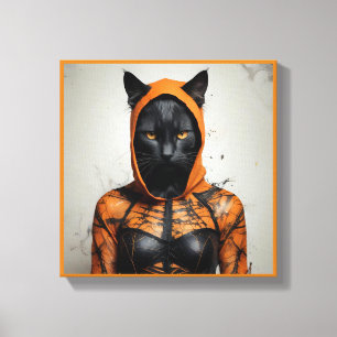 Impressão Em Tela Gato fofo e assustador de Halloween disfarçado