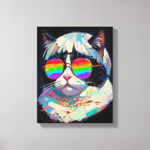 Impressão Em Tela Gato Gordo Legal (Pintura #1 / Preto)