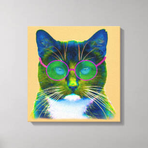 Impressão Em Tela Gato inteligente com óculos com tela estendida