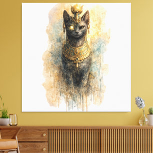 Impressão Em Tela Gato Místico Egípcio Arte Antiga Inspirada
