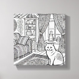 Impressão Em Tela Gato Negrito e Fácil #15