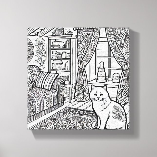 Impressão Em Tela Gato Negrito e Fácil #15 (Frente)