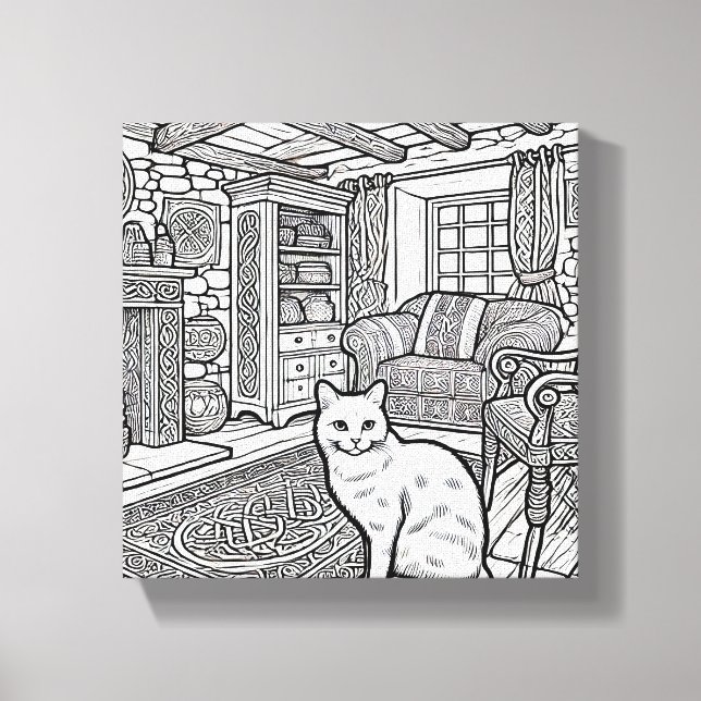 Impressão Em Tela Gato Negrito e Fácil #3 (Frente)